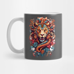 A psychedelic graphic design of Lion  head Mug